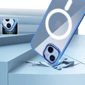 iPhone 13 Kılıf Wireless Şarj Özellikli Krom Magsafe Silikon Kapak thumbnail 5