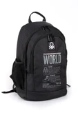 United Colors of Benetton "The World" Çift Bölmeli Okul Sırt Çantası Siyah / 03830 - 2