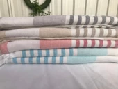 NİVEMESHOME KAHVE-BEYAZ ÇİZGİLİ PÜSKÜLLÜ PLAJ HAVLUSU - 6