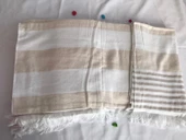 NİVEMESHOME KAHVE-BEYAZ ÇİZGİLİ PÜSKÜLLÜ PLAJ HAVLUSU - 2