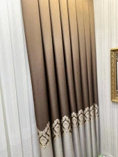 NİVEMESHOME PARLA FJ631698 V-26031 KAHVE 1/3 SIK PİLELİ FON PERDE APM - 4