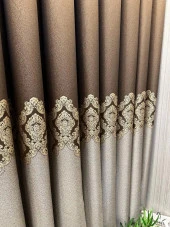 NİVEMESHOME PARLA FJ631698 V-26031 KAHVE 1/3 SIK PİLELİ FON PERDE APM - 5