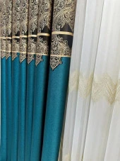 NİVEMESHOME MİLAS 671539 ZÜMRÜT YEŞİLİ 1/3 SIK PİLELİ FON PERDE APM - 5