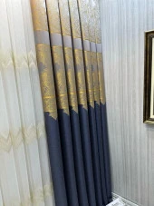 NİVEMESHOME MİLAS ANTRASİT-GOLD 671539 1/3 SIK PİLELİ FON PERDE APM - 5