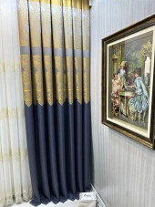 NİVEMESHOME MİLAS ANTRASİT-GOLD 671539 1/3 SIK PİLELİ FON PERDE APM - 7