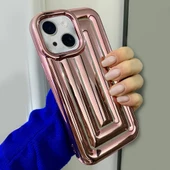 iPhone 13 Pro Rudra Seri Labirent Desen 3D Metalik Silikon Kapak - 10