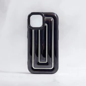 iPhone 13 Rudra Seri Labirent Desen 3D Metalik Silikon Kapak - 6