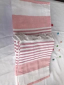 NİVEMESHOME NARÇİÇEĞİ-BEYAZ ÇİZGİLİ PÜSKÜLLÜ PLAJ HAVLUSU - 10