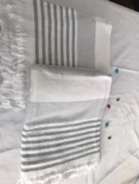 NİVEMESHOME KURŞUN-BEYAZ ÇİZGİLİ PÜSKÜLLÜ PLAJ HAVLUSU - 9