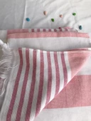 NİVEMESHOME NARÇİÇEĞİ-BEYAZ ÇİZGİLİ PÜSKÜLLÜ PLAJ HAVLUSU - 4