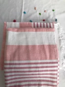 NİVEMESHOME NARÇİÇEĞİ-BEYAZ ÇİZGİLİ PÜSKÜLLÜ PLAJ HAVLUSU - 6