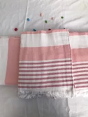 NİVEMESHOME NARÇİÇEĞİ-BEYAZ ÇİZGİLİ PÜSKÜLLÜ PLAJ HAVLUSU - 2