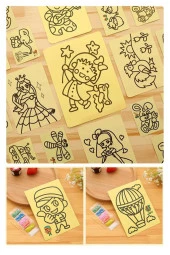 Kum Boyama Seti 10 Adet 20x30 cm A4 Boyutunda Büyük Boy Kaliteli Kum Boyama Çalışması Tuz Boyama Etkinlik - 6