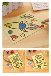 Kum Boyama Seti 15 Adet 20x30 cm A4 Boyutunda Büyük Boy Kaliteli Kum Boyama Çalışması Tuz Boyama Etkinlik - 5