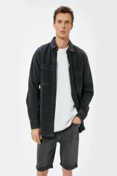 Koton Kot Şort Slim Fit 5 Cepli Düğmeli - 2