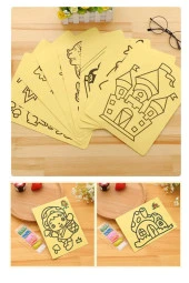 Kum Boyama Seti 50 Adet 20x30 cm A4 Boyutunda Büyük Boy Kaliteli Kum Boyama Çalışması Tuz Boyama Etkinlik - 4