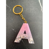 A Harfi Pembe Renk Epoksi ve Deniz Kabuğu Kırığı Süslemeli Gold Halka Anahtarlık El Yapımı Hediyelik thumbnail 7