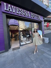 KRUVAZE YAKA SİMLİ MİNİ ABİYE-GOLD - 3