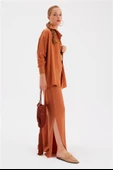 Yırtmaçlı keten pantolon - taba renk - 3