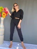 Eşofman Takımı Üst Fermuarlı Alt Paça Ve Kemer Lastikli Siyah Renk - 2