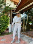 Eşofman Takımı Üst Fermuarlı Alt Paça Ve Kemer Lastikli Ekru Renk thumbnail 3
