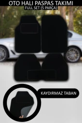 Kaydırmaz Tabanlı, Yumoş Yüzeyli, Universal Halı Paspas, Her Araca Uyumlu Siyah, Kenar Renk Siyah thumbnail 1