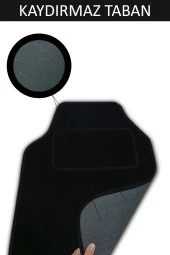 Kaydırmaz Tabanlı, Yumoş Yüzeyli, Universal Halı Paspas, Her Araca Uyumlu Siyah, Kenar Renk Siyah thumbnail 2