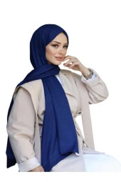 Kibrit Desen Pamuk Jakar Şal (LACİVERT ) thumbnail 1