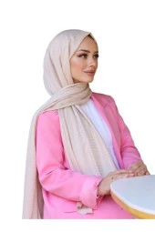 Kibrit Desen Pamuk Jakar Şal ( BEJ ) thumbnail 1