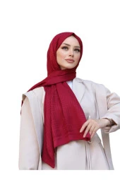 Kibrit Desen Pamuk Jakar Şal ( BORDO ) thumbnail 3