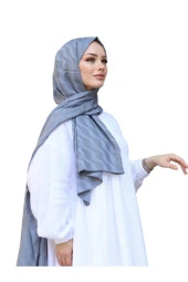 Suyolu Desen Pamuk Jakar Şal  ( GRİ) thumbnail 2