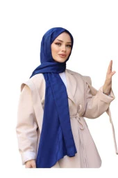 Suyolu Desen Pamuk Jakar Şal ( LACİVERT ) thumbnail 2