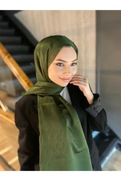 Ağaç Kabuğu Desen Italyan Ipek Şal (HAKİ) thumbnail 1