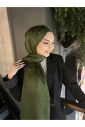 Ağaç Kabuğu Desen Italyan Ipek Şal (HAKİ) thumbnail 2