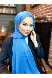 Ağaç Kabuğu Desen Italyan Ipek Şal (MAVİ) thumbnail 2