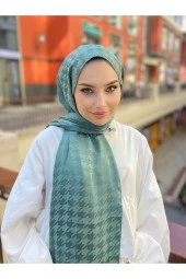 Kazayağı Desen Küf Yeşili Pamuk Jakar Şal thumbnail 1