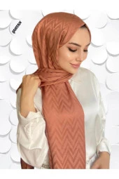 Zikzak Desen Karamel Pamuk Jakar Şal thumbnail 1