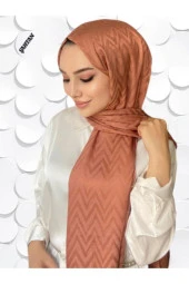 Zikzak Desen Karamel Pamuk Jakar Şal thumbnail 2