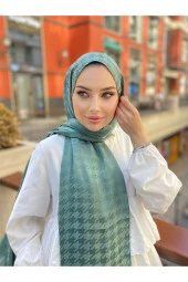 Kazayağı Desen Küf Yeşili Pamuk Jakar Şal thumbnail 2