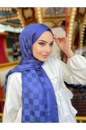 Dama Desen Saks Pamuk Jakar Şal thumbnail 3