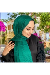 Zikzak Desen Zümrüt Pamuk Jakar Şal thumbnail 3