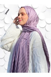 Koza Desen Leylak Pamuk'lu Jakar Şal thumbnail 4