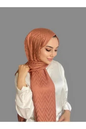 Zikzak Desen Karamel Pamuk Jakar Şal thumbnail 3