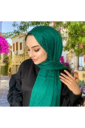 Zikzak Desen Zümrüt Pamuk Jakar Şal thumbnail 4