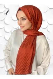 Zikzak Desen Kiremit Pamuk Jakar Şal thumbnail 2