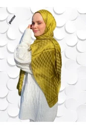 Koza Desen Yağ Yeşili Pamuk'lu Jakar Şal thumbnail 2