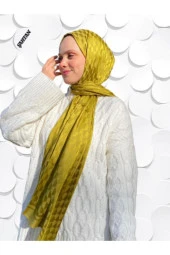 Koza Desen Yağ Yeşili Pamuk'lu Jakar Şal thumbnail 4