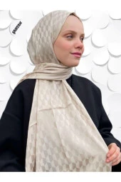 Koza Desen Bej Pamuk'lu Jakar Şal thumbnail 4