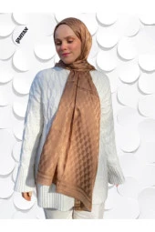 Koza Desen Açık Kahve Pamuk'lu Jakar Şal - 5