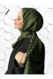 Koza Desen Haki Pamuk'lu Jakar Şal thumbnail 2